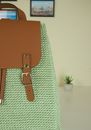 Green and White Leather Handbag