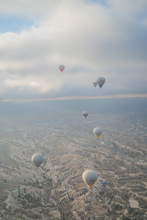 Free Hot Air Balloons Flying in the Sky Stock Photo