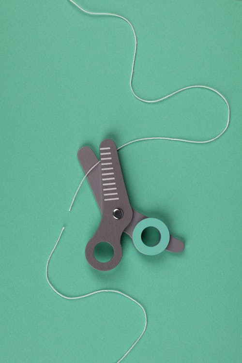 Overhead Shot of Scissors and String