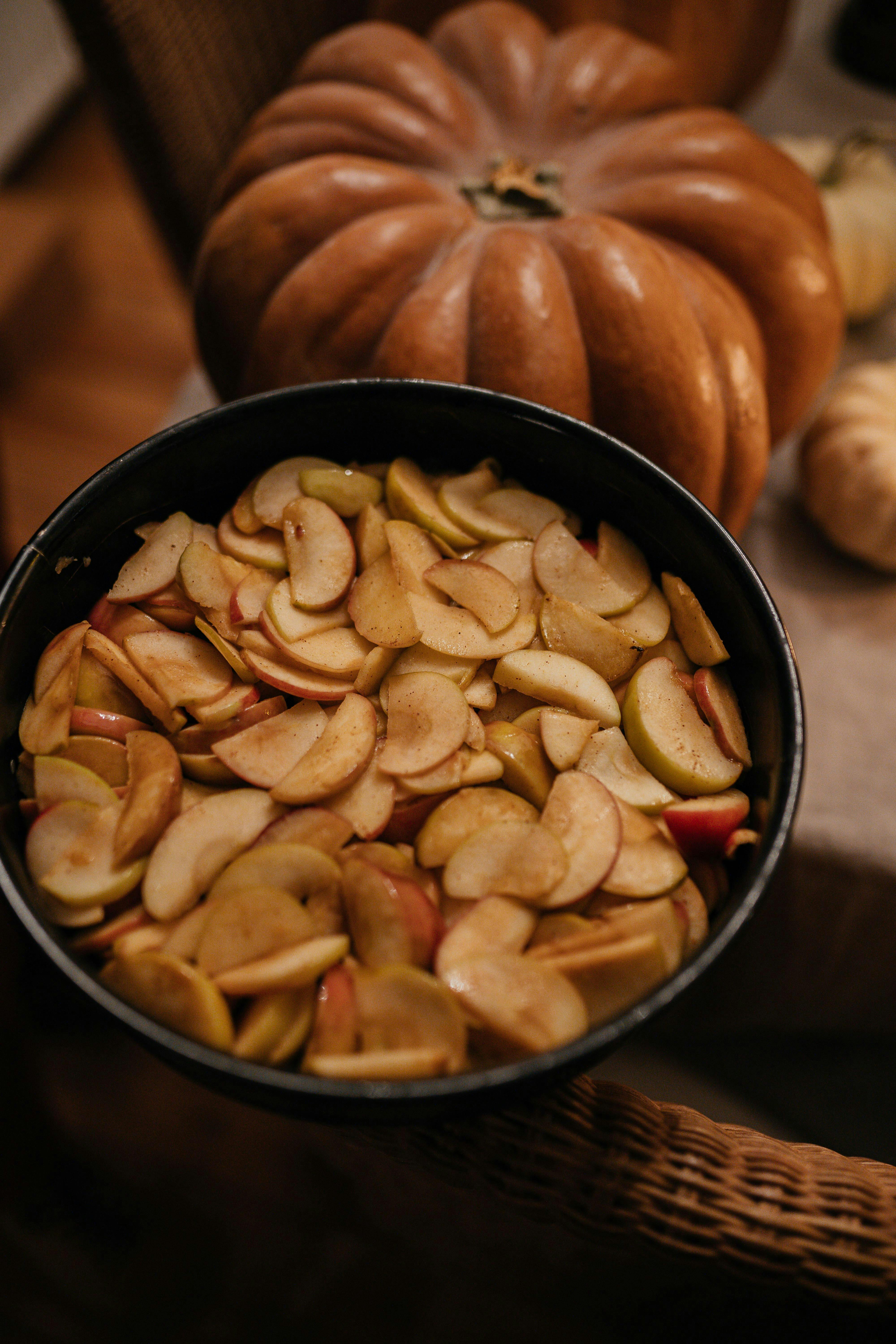 dried apple slice on pan