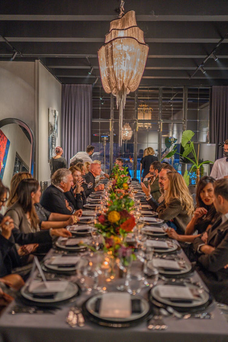 People Having A Formal Dinner