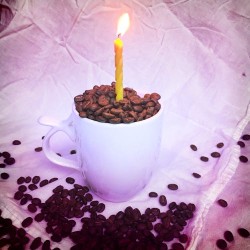 Free stock photo of birthday, candle, coffee