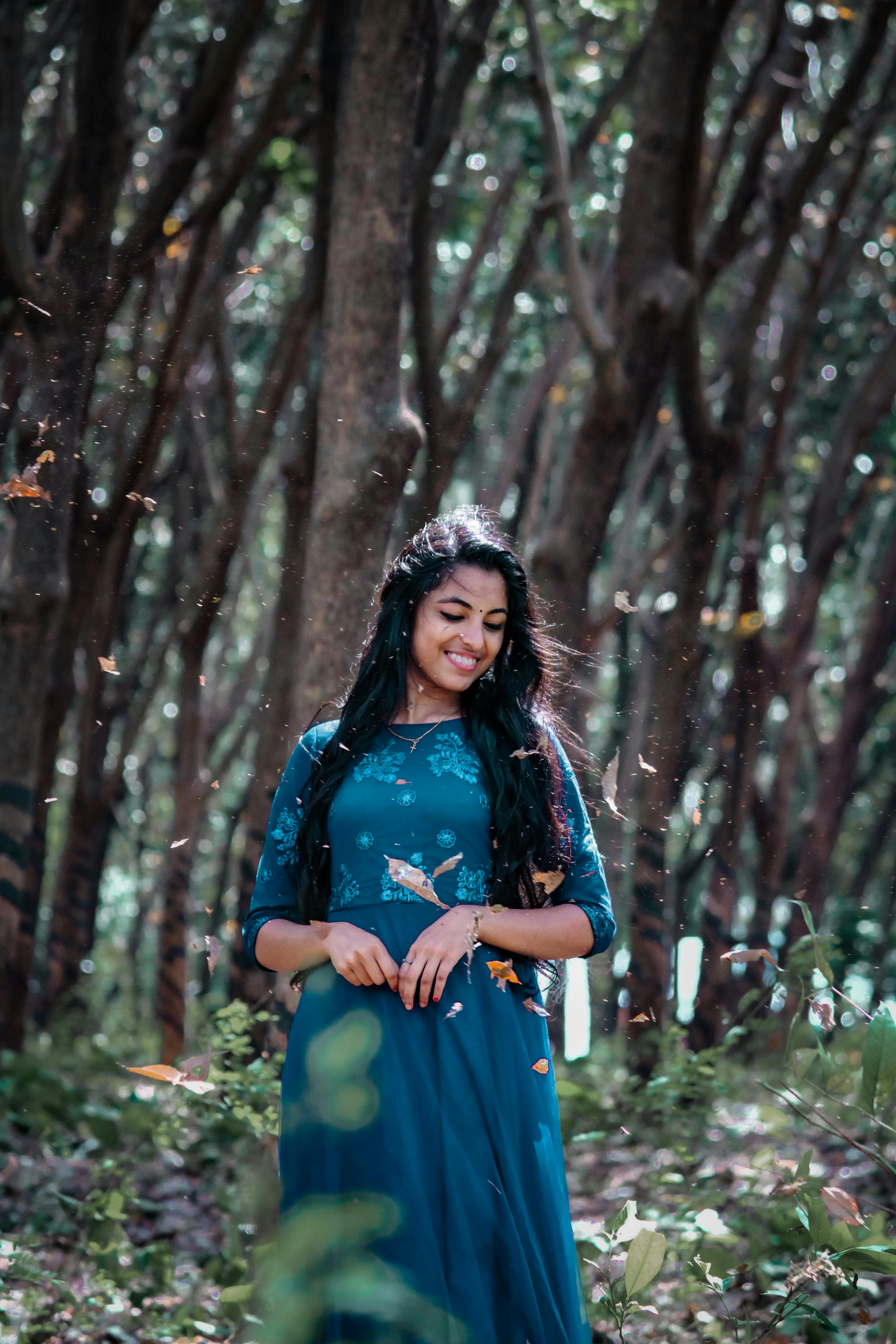 Pretty Woman Poses Near Tree in Summer Forest Stock Image - Image of  person, happy: 78159273