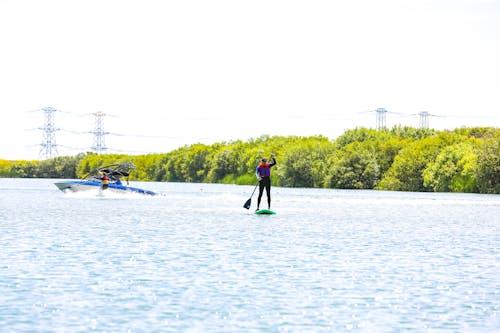 Fotobanka s bezplatnými fotkami na tému loď, muž, paddle boarding