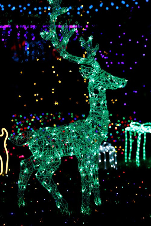 Free Blue and White Deer With Lights Stock Photo