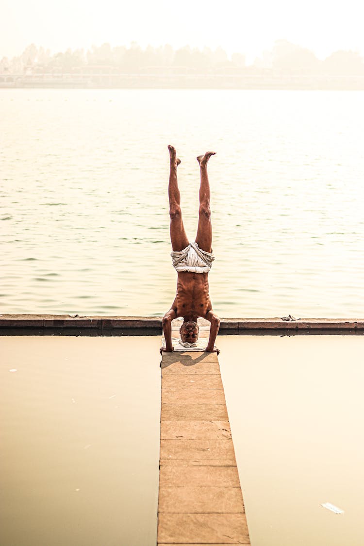 A Man Doing Yoga Pose