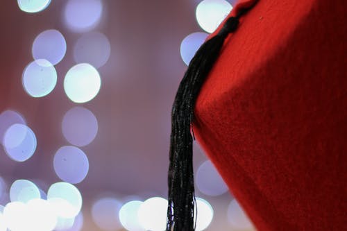 Red Chinese Cap With Black Tassel