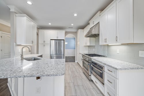 White and Gray Kitchen Counter