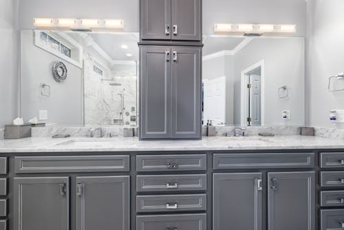 Modern Bathroom with Gray Cabinets 