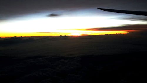 Free stock photo of cloudy sky, evening sun, flight