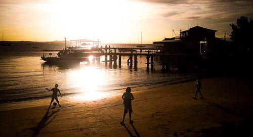 Foto stok gratis anak kecil, laut, matahari sore