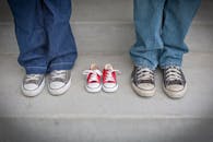 休闲家庭鞋类象征着成人从婴儿运动鞋开始的成长历程