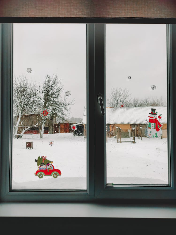 Window With Winter Decorations