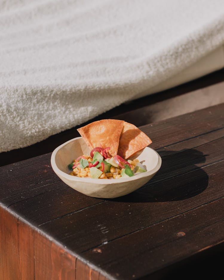 Pico De Gallo With Tortilla Chips In Bowl