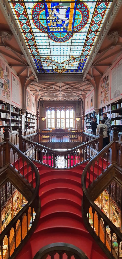 คลังภาพถ่ายฟรี ของ livraria lello, ตกแต่งภายใน, บันได