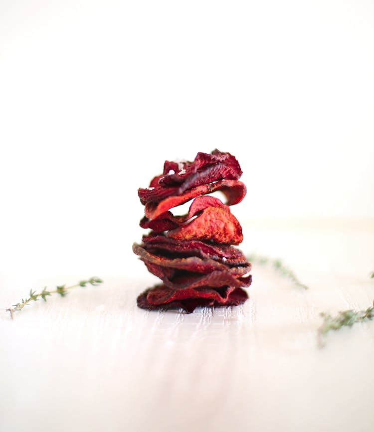 A Pile Of Dried Beetroot Chips