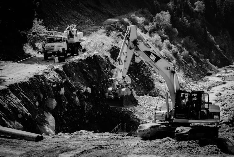 Utility Vehicles In A Mine 