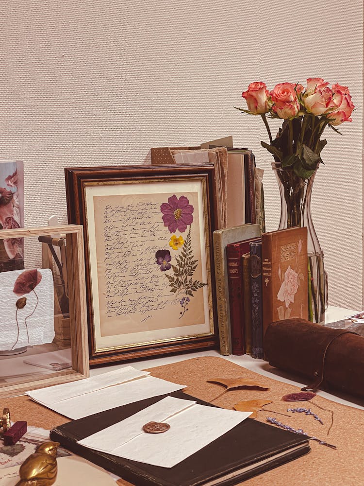 Vintage Letters And Books On Desk