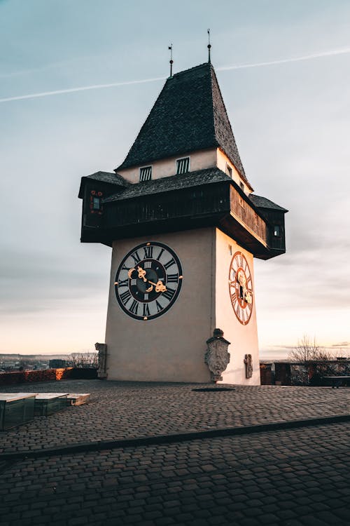 Free Clock Tower With Tile Roof Stock Photo