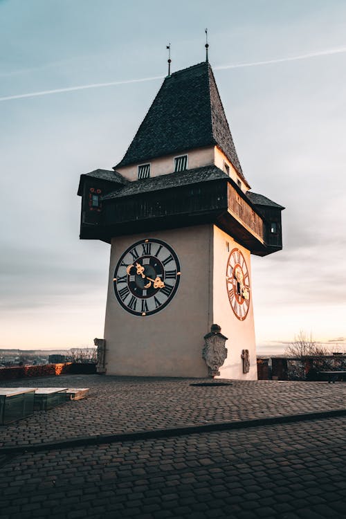 Clock Tower With Tile Roof