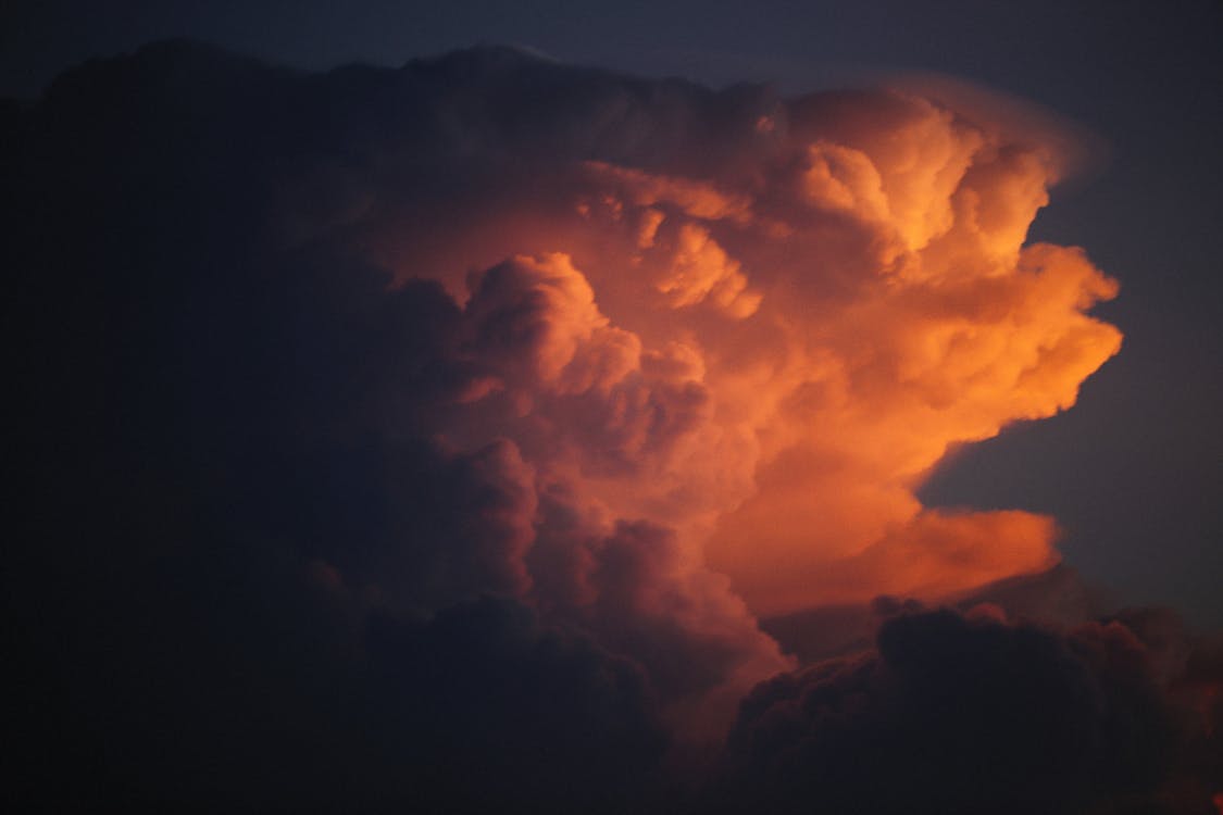 Brilliant Orange Sunset Clouds Picture, Free Photograph