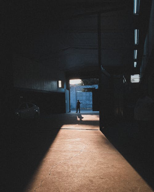 A Silhouette of a Person in a Building