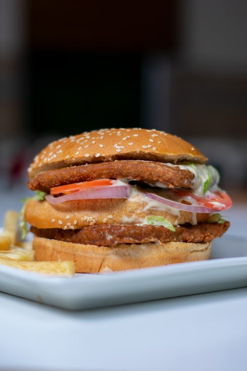 A Sandwich on White Ceramic Plate