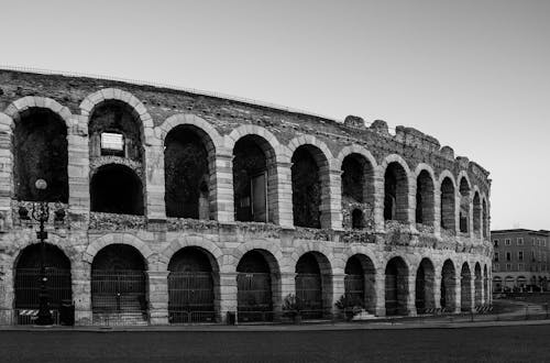 Grayscale Photo of Verona Arena