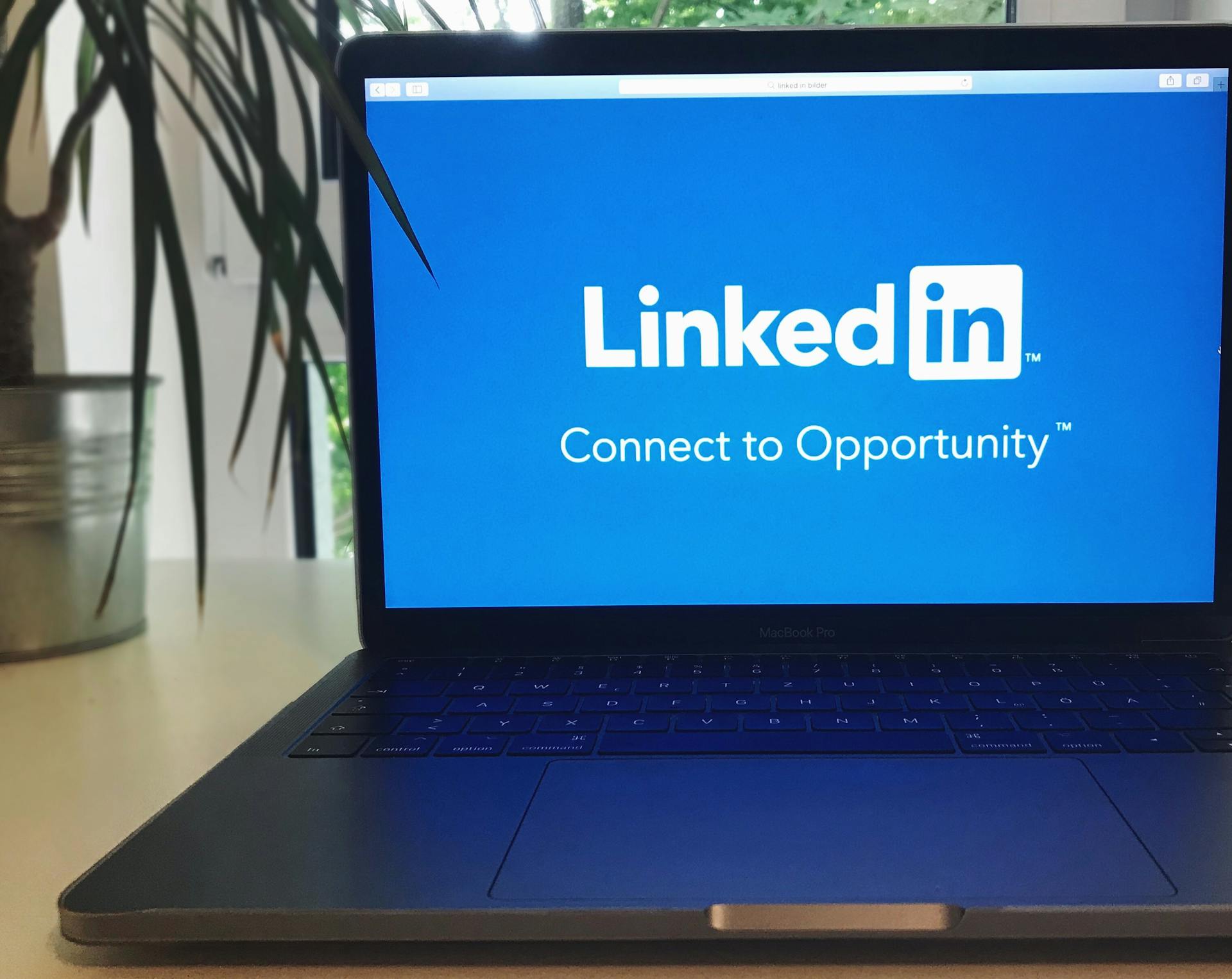 LinkedIn Logo on Laptop Screen