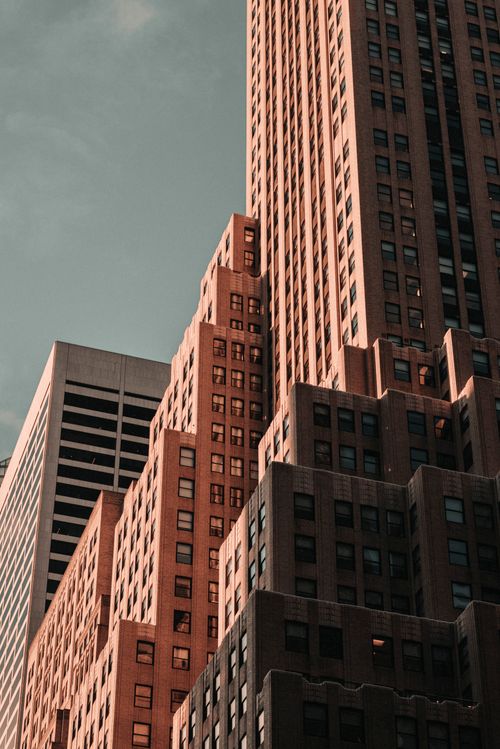 Free Stunning view of New York skyscrapers highlighting urban architecture at sunset. Stock Photo