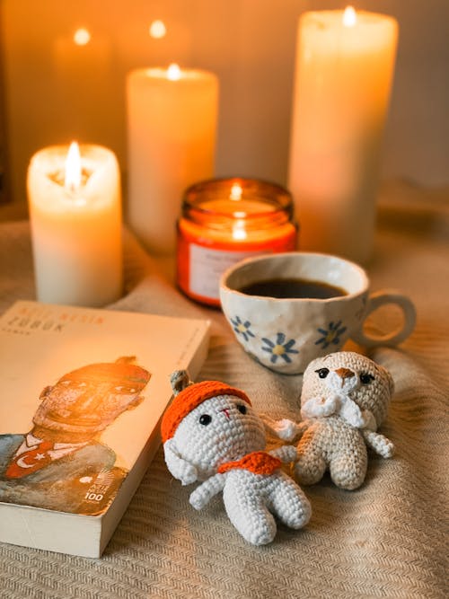 Candles, a Book and a Cup of Coffee 