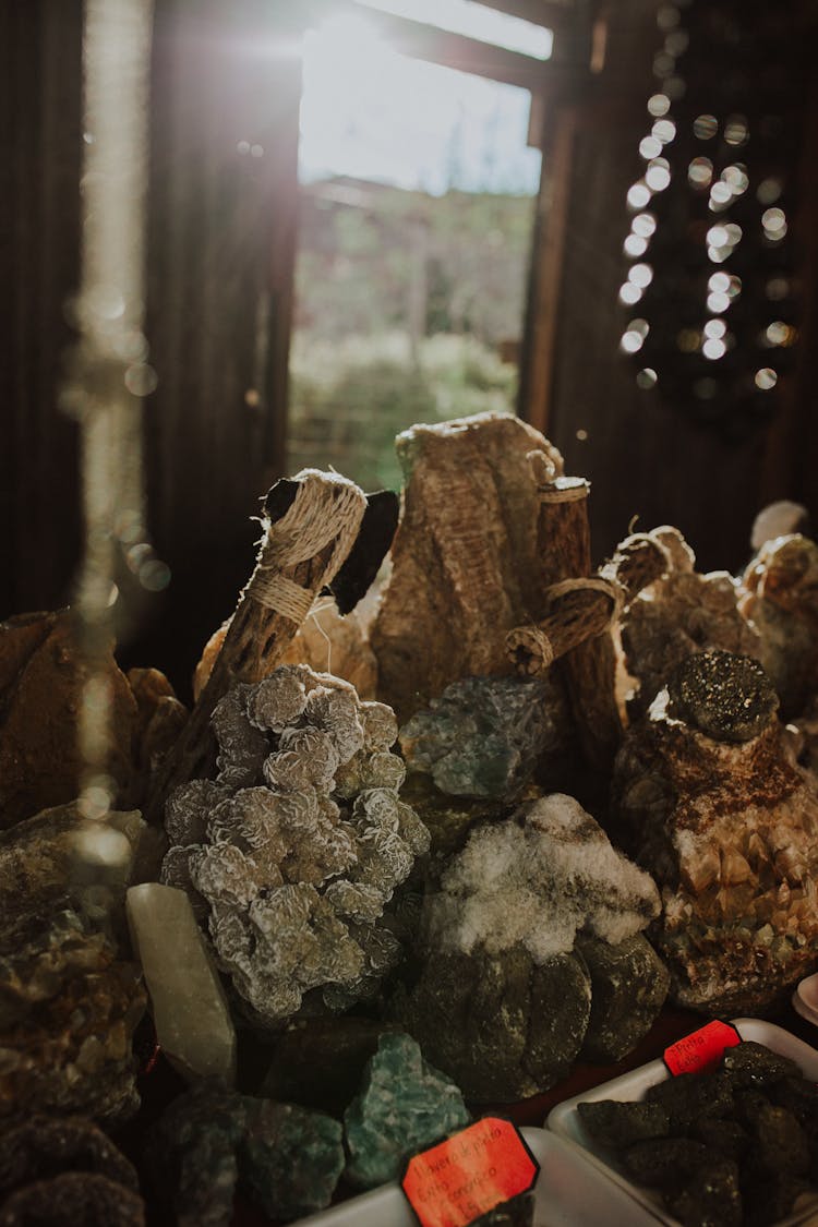 Various Minerals On A Display 