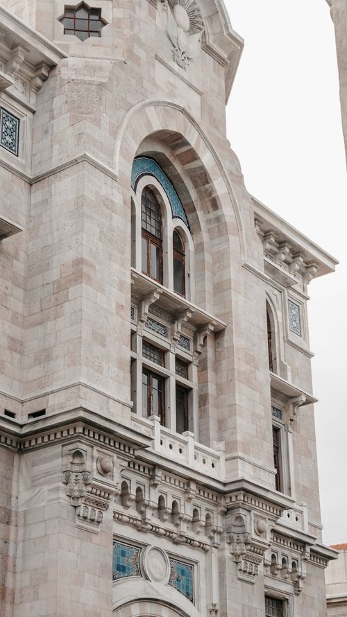 Free Elegant facade showcasing Ottoman architecture with detailed marble work in Istanbul, Turkey. Stock Photo
