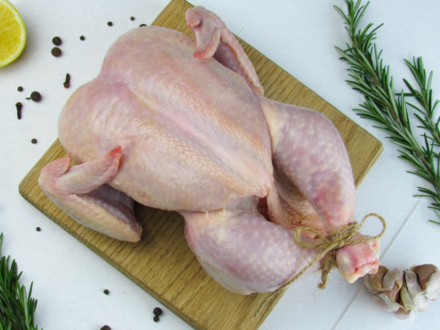 Whole fresh poultry ready for retail