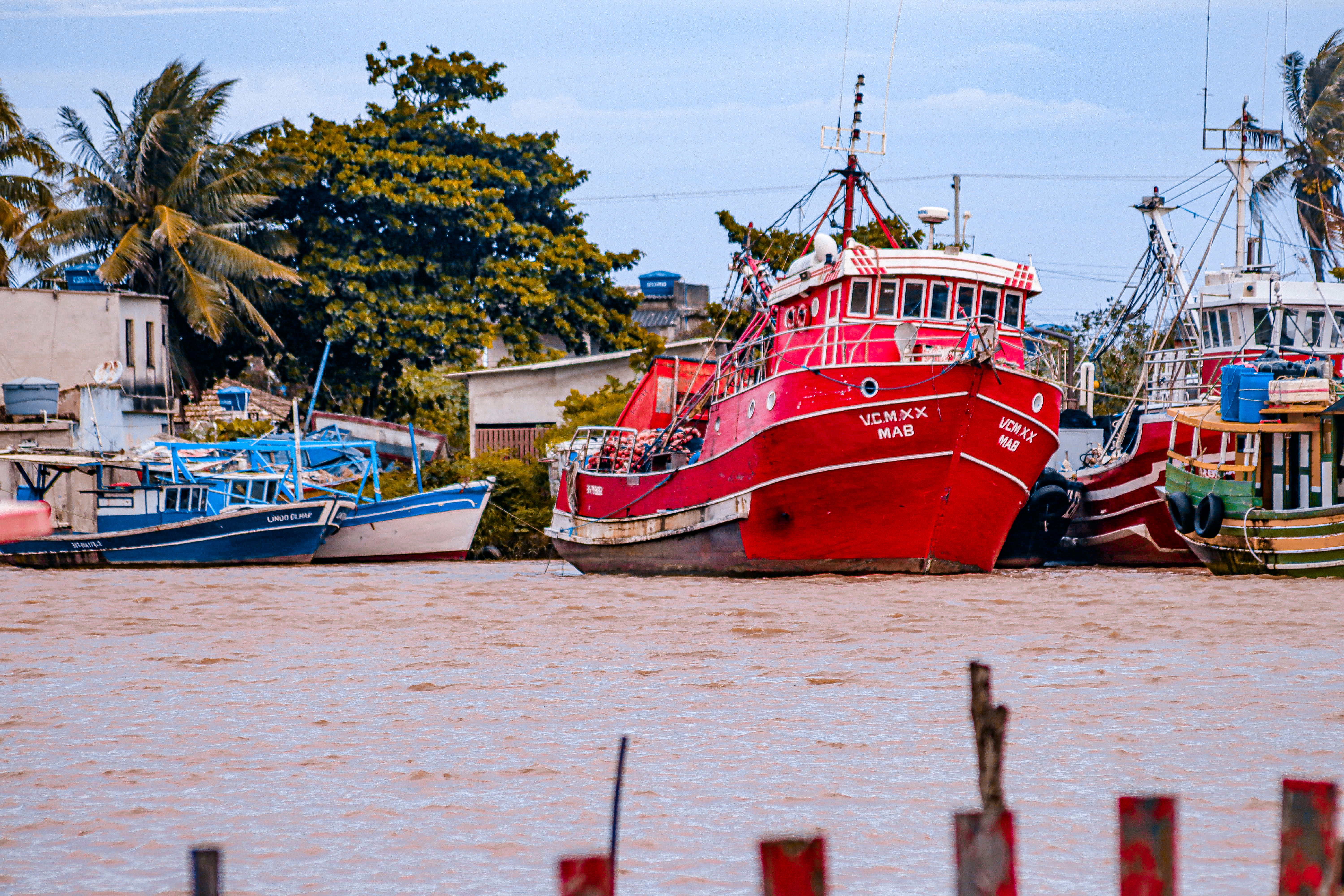 Boats docked on the side of the sea, Mozambique