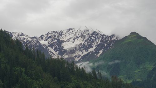 Free Stunning view of snowcapped Himalayan mountains and lush forests in Tosh, Himachal Pradesh. Stock Photo