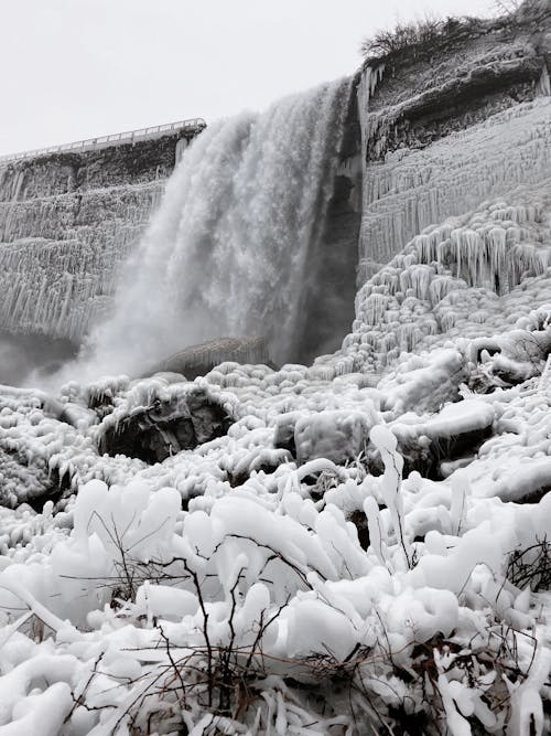 View of a Frozen Waterfall