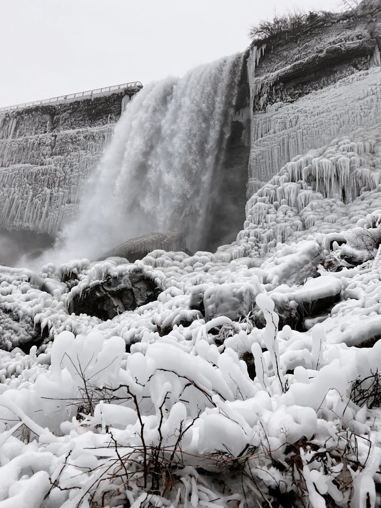 View Of A Frozen Waterfall