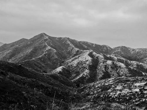 Grayscale Photo of Mountain