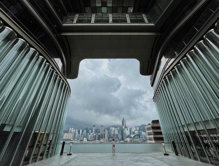 Woman Looking At A City Skyline 