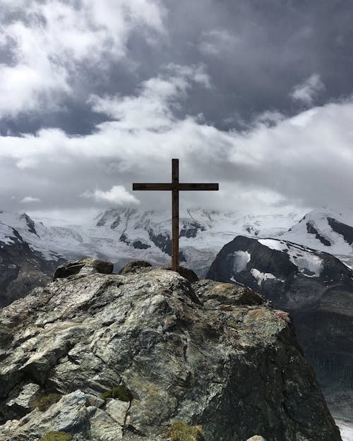 Wooden Cross on Mountain Top