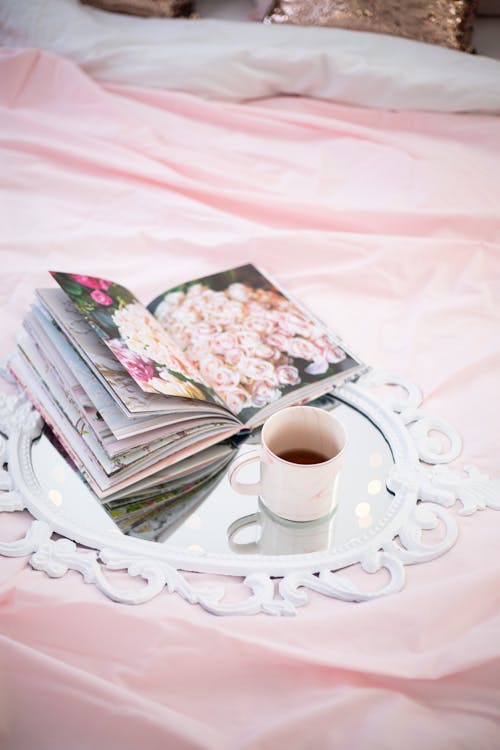 Marble Design Mug Beside a Book