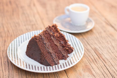 Chocolate Cake on White Plate
