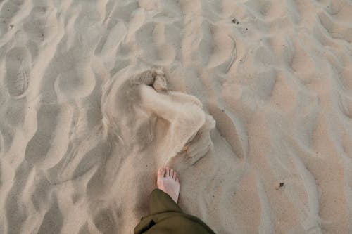 Free Person's Foot on a Sand  Stock Photo