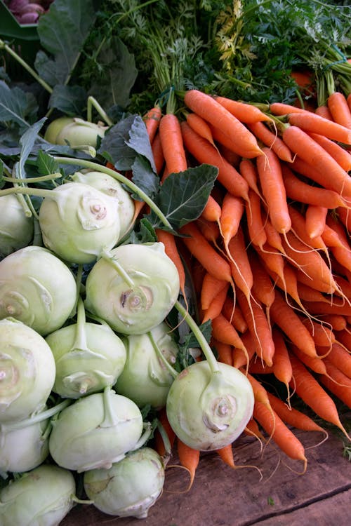 Close-Up Shot of Beetroots and Carrots