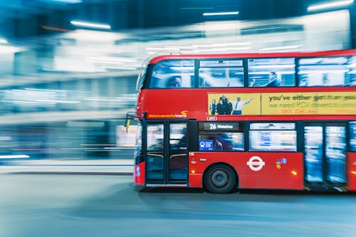 Foto stok gratis berbayang, bus tingkat dua, gerakan