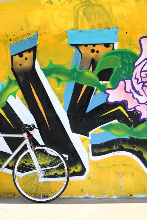 Bicycle Beside Painted Wall