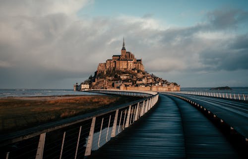 Free Abbaye du Mont-Saint-Michel under Gloomy Sky  Stock Photo