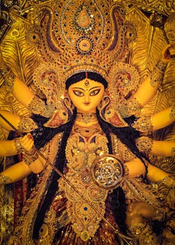 Exquisite Durga Puja idol showcasing rich cultural heritage in Kolkata, India