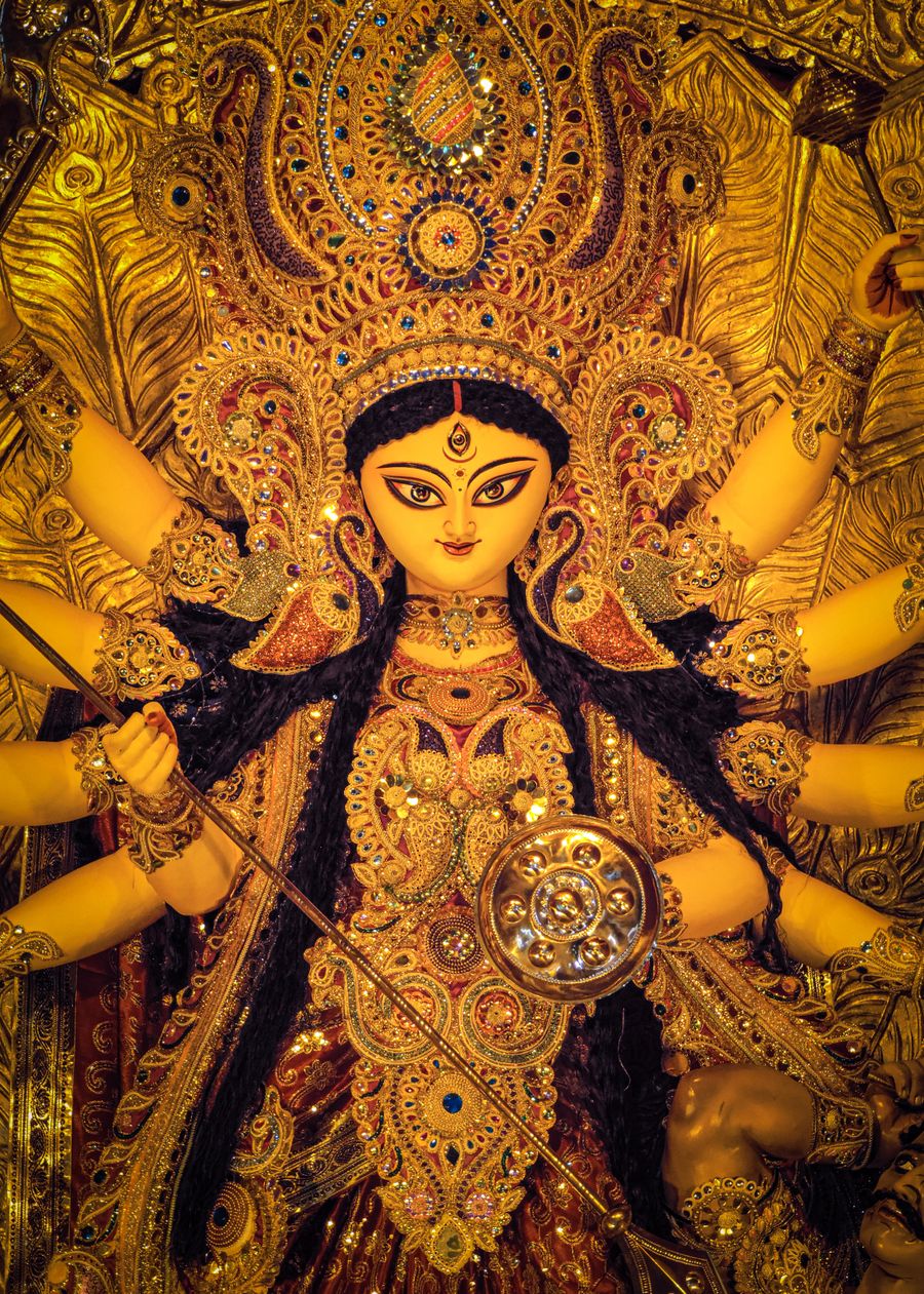 Intricate Durga Puja idol artistry